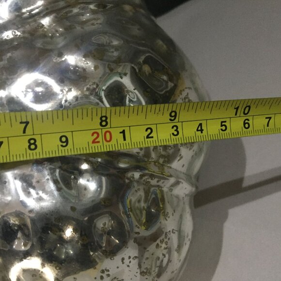 Mercury Silver Crackle Blown Glass LED Light up Pumpkin Halloween  10X9 - Picture 6 of 7